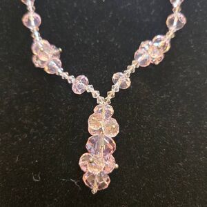 NWOT Pink Glass Bead Necklace Faceted